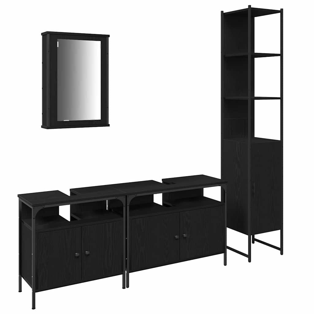 Set namještaja za kupaonicu 4 pcs Crni hrast Konstruirano drvo