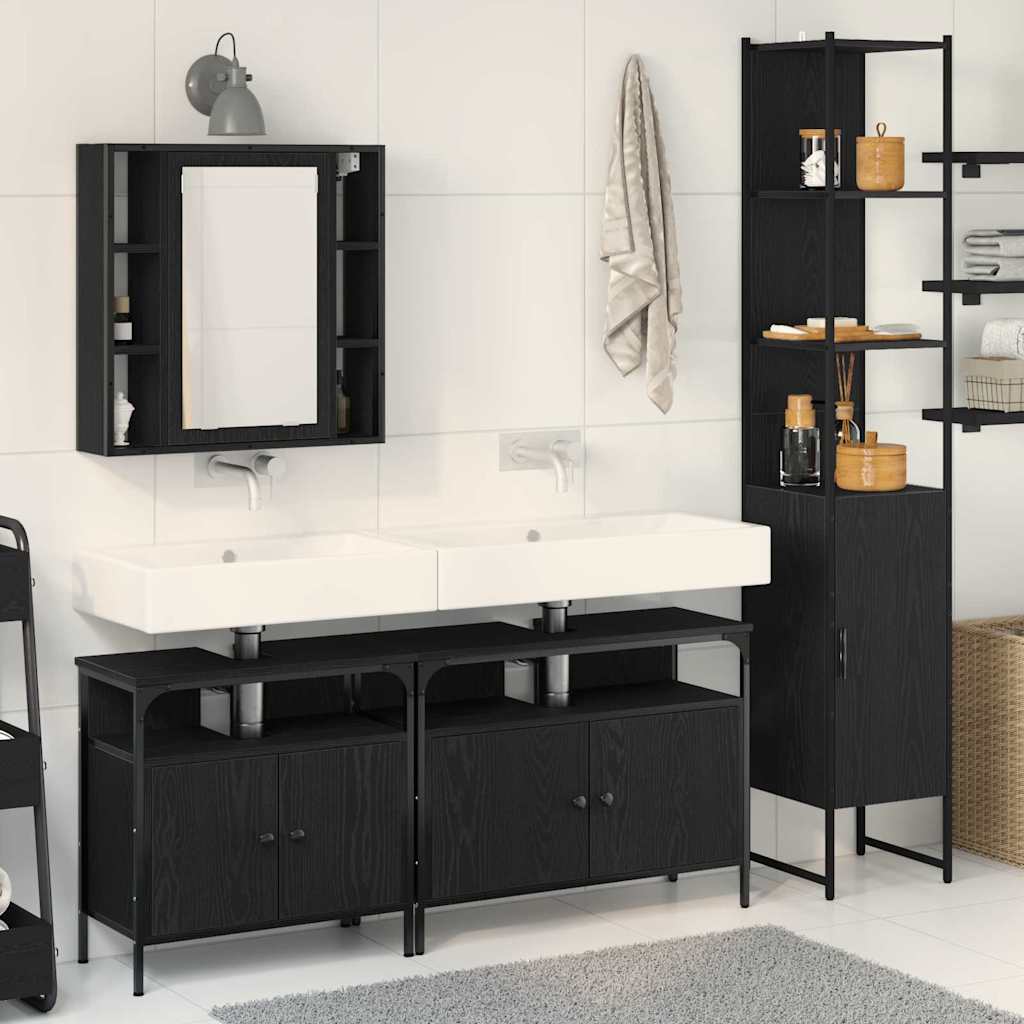 Set namještaja za kupaonicu 4 pcs Crni hrast Konstruirano drvo