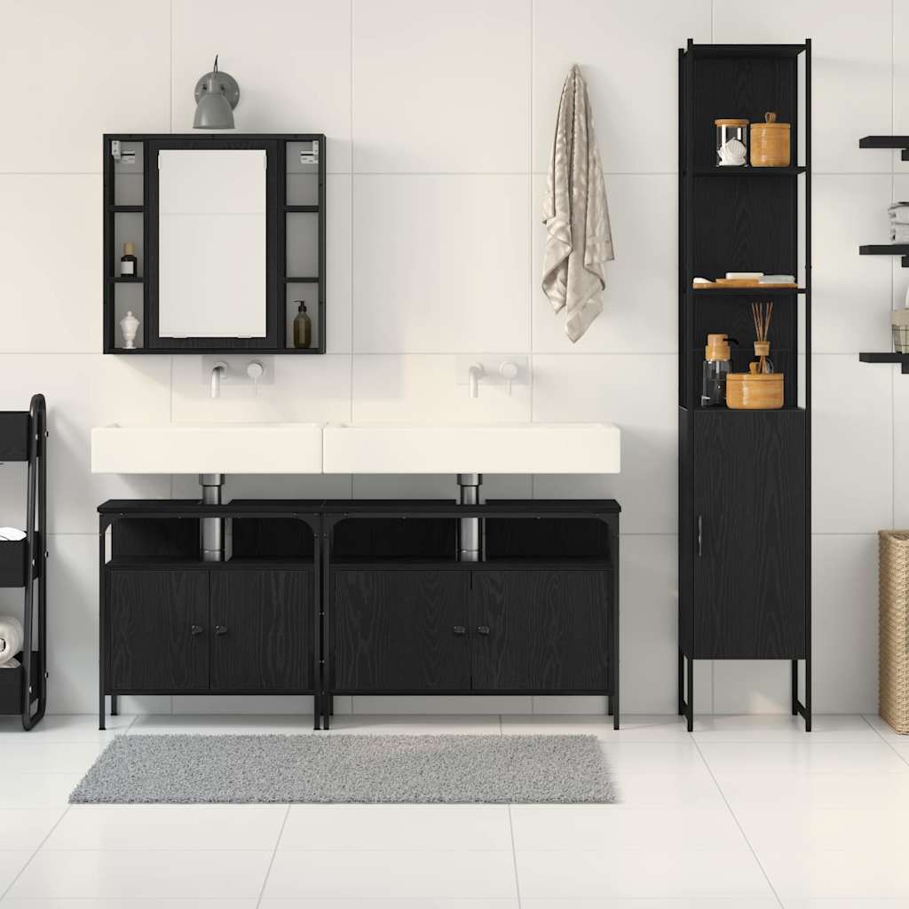 Set namještaja za kupaonicu 4 pcs Crni hrast Konstruirano drvo