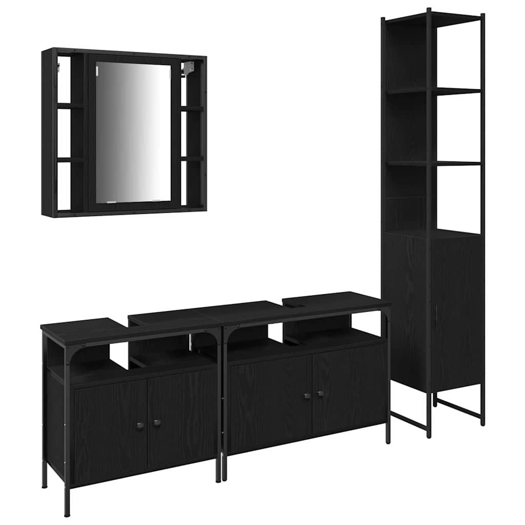 Set namještaja za kupaonicu 4 pcs Crni hrast Konstruirano drvo