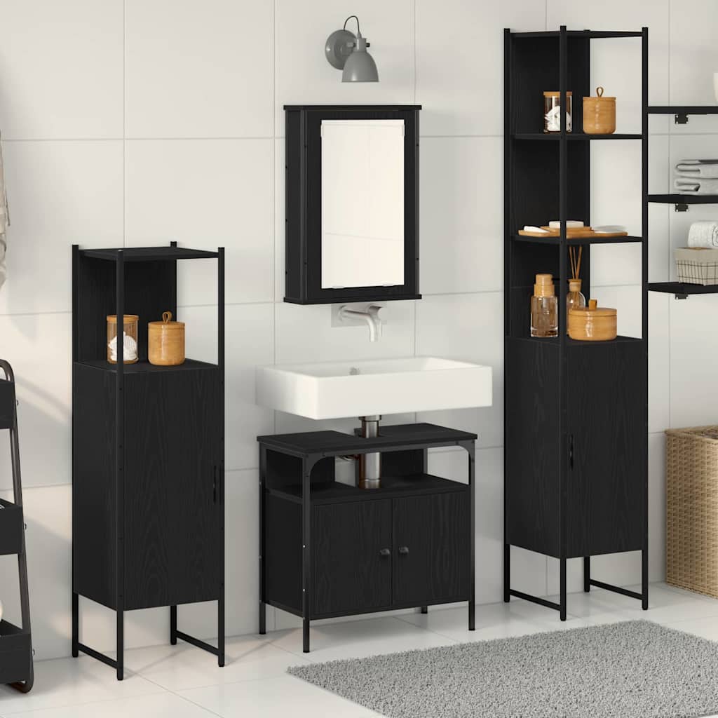 Set namještaja za kupaonicu 4 pcs Crni hrast Konstruirano drvo