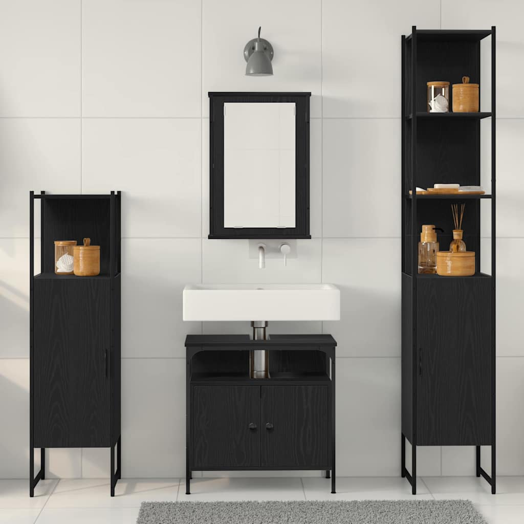Set namještaja za kupaonicu 4 pcs Crni hrast Konstruirano drvo