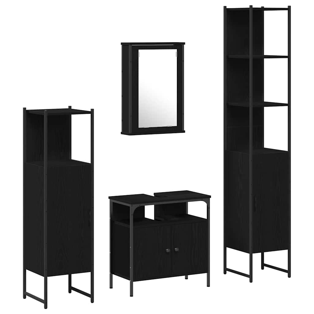Set namještaja za kupaonicu 4 pcs Crni hrast Konstruirano drvo