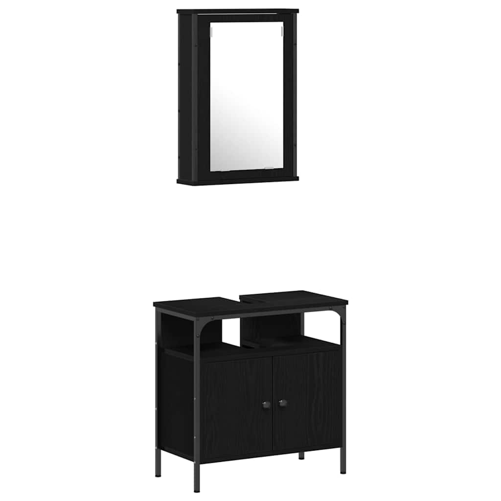 Set namještaja za kupaonicu 4 pcs Crni hrast Konstruirano drvo