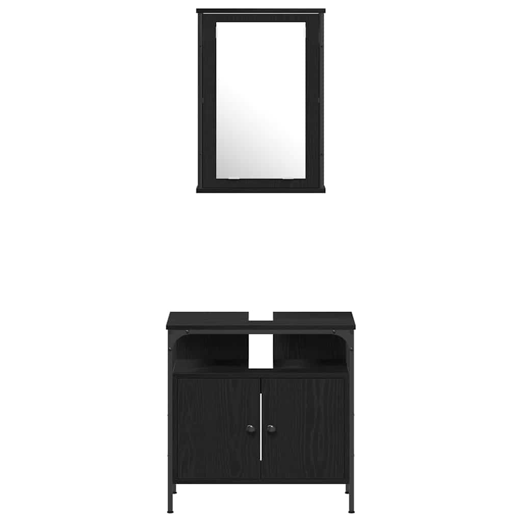 Set namještaja za kupaonicu 4 pcs Crni hrast Konstruirano drvo