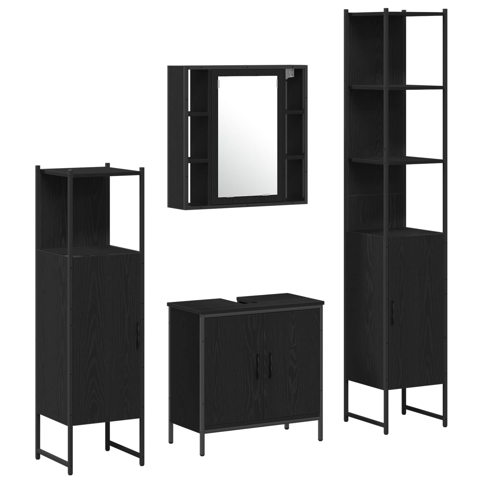 Set namještaja za kupaonicu Zidne 4 pcs Crna Konstruirano drvo