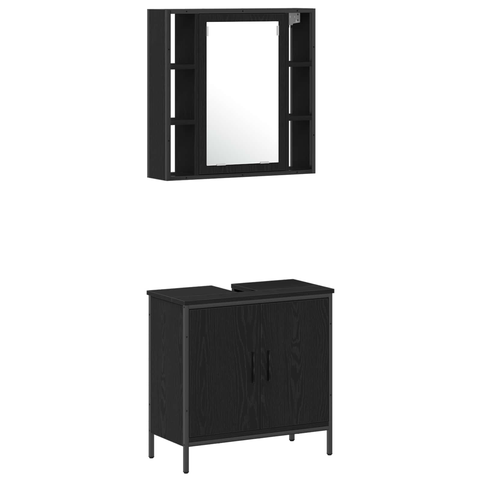 Set namještaja za kupaonicu Zidne 4 pcs Crna Konstruirano drvo