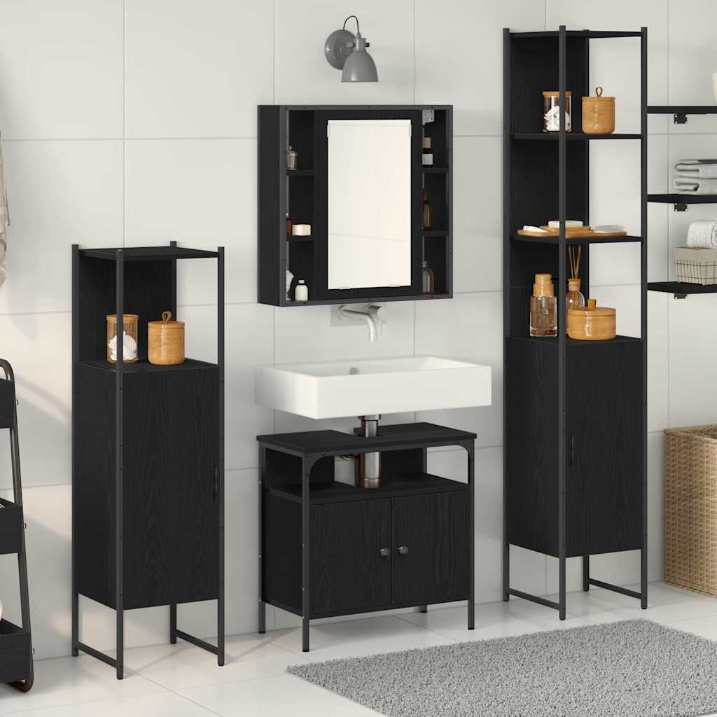 Set namještaja za kupaonicu 4 pcs Crni hrast Konstruirano drvo