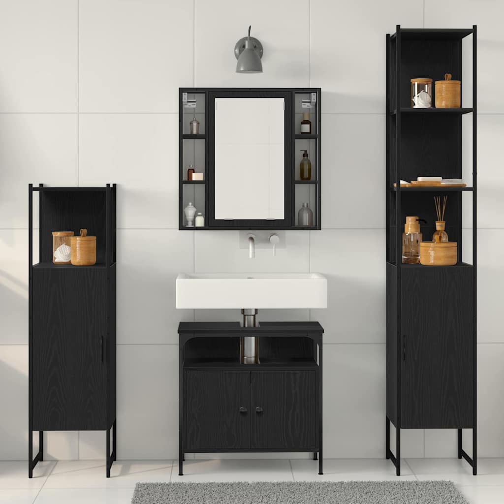 Set namještaja za kupaonicu 4 pcs Crni hrast Konstruirano drvo