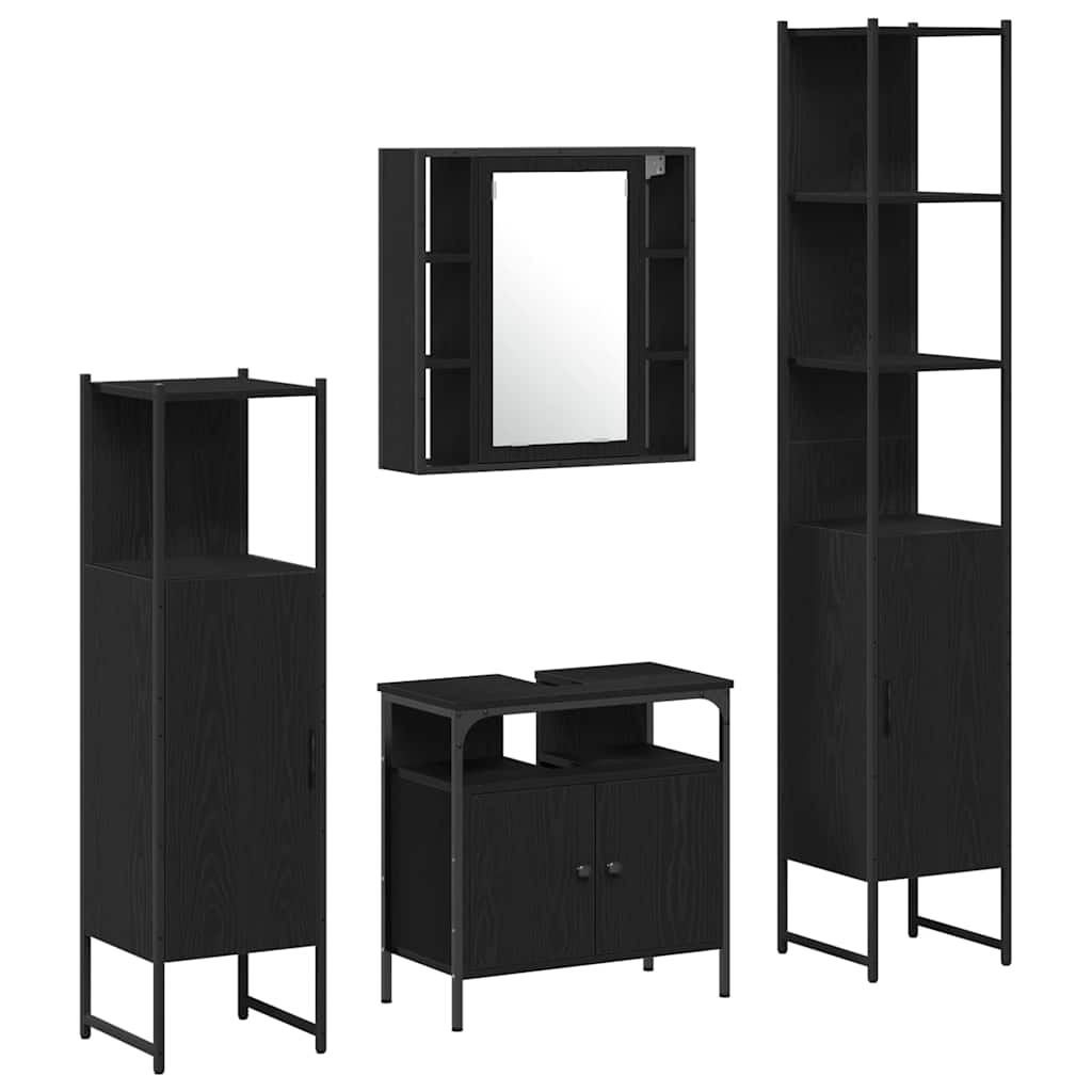 Set namještaja za kupaonicu 4 pcs Crni hrast Konstruirano drvo
