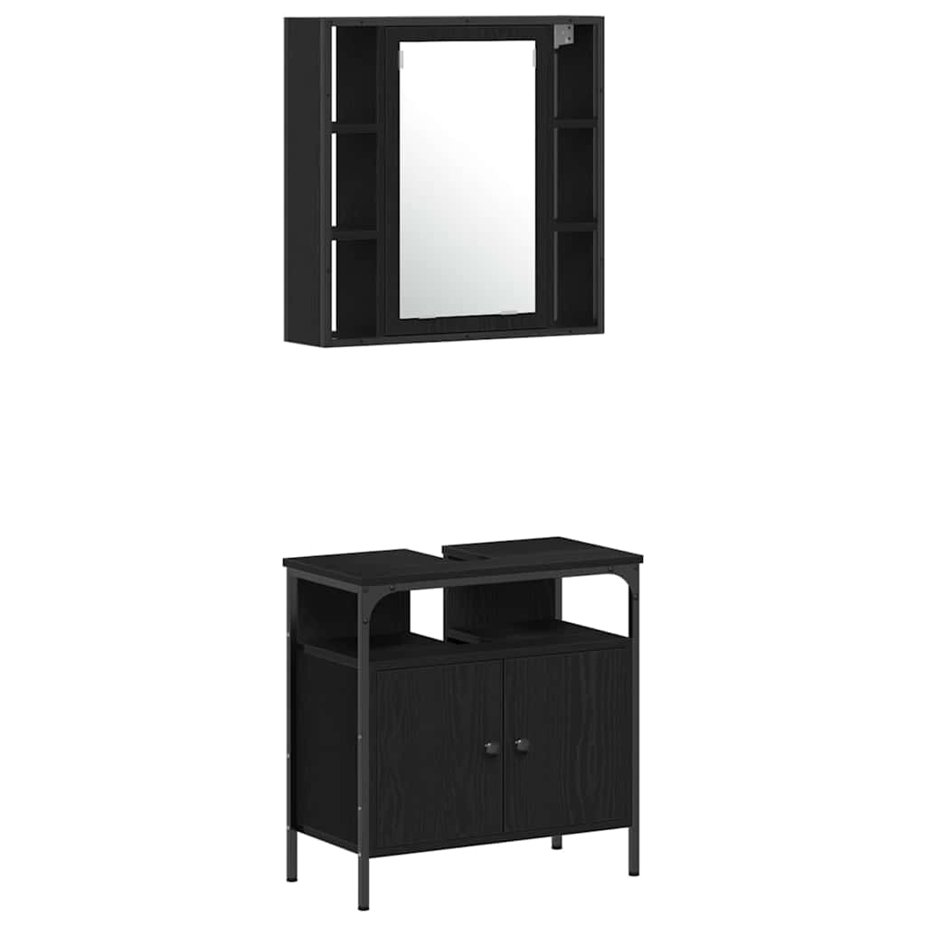 Set namještaja za kupaonicu 4 pcs Crni hrast Konstruirano drvo