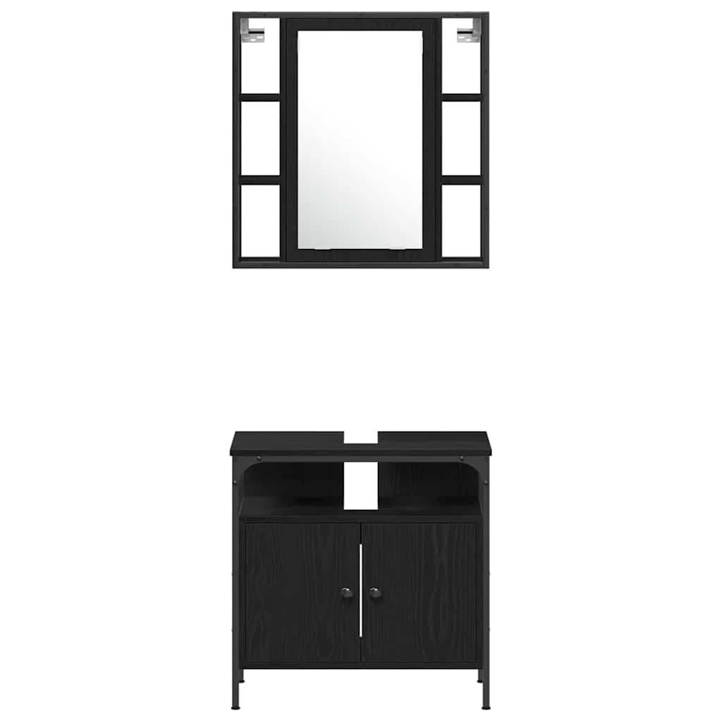 Set namještaja za kupaonicu 4 pcs Crni hrast Konstruirano drvo