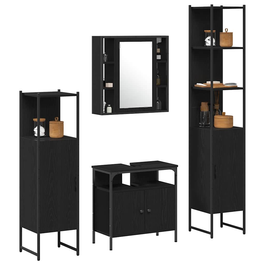 Set namještaja za kupaonicu 4 pcs Crni hrast Konstruirano drvo