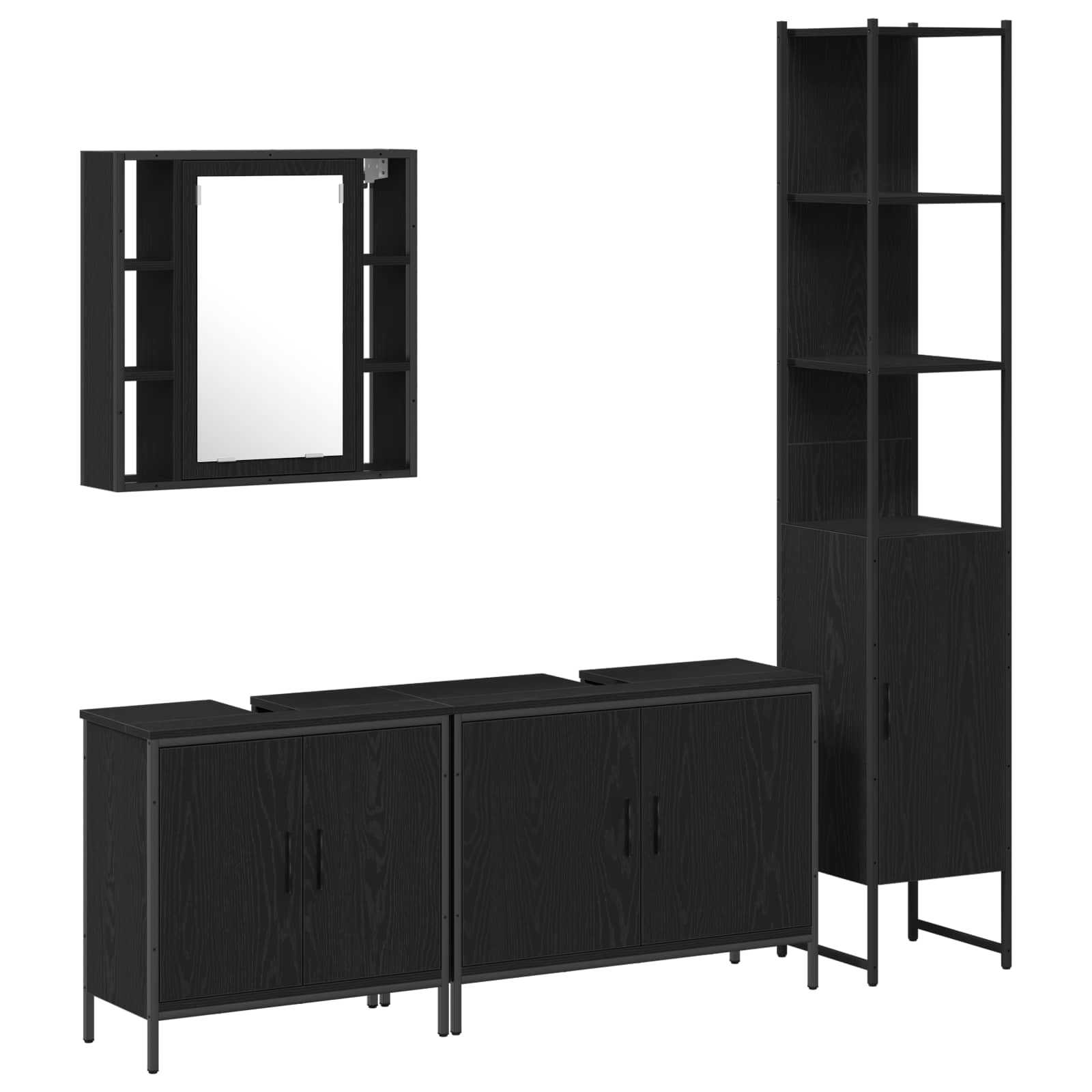 Set namještaja za kupaonicu Zidne 4 pcs Crna Konstruirano drvo