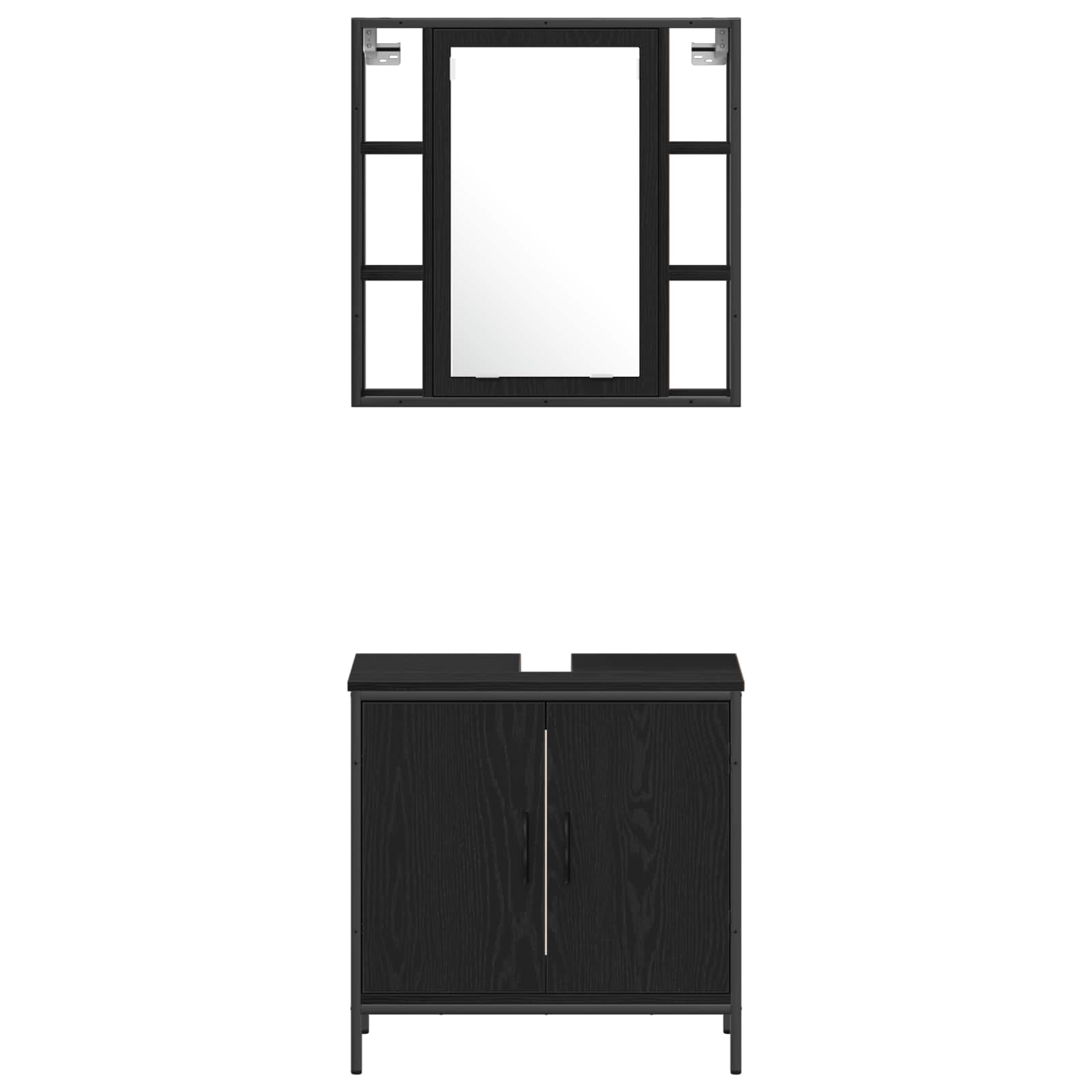 Set namještaja za kupaonicu Zidne 4 pcs Crna Konstruirano drvo