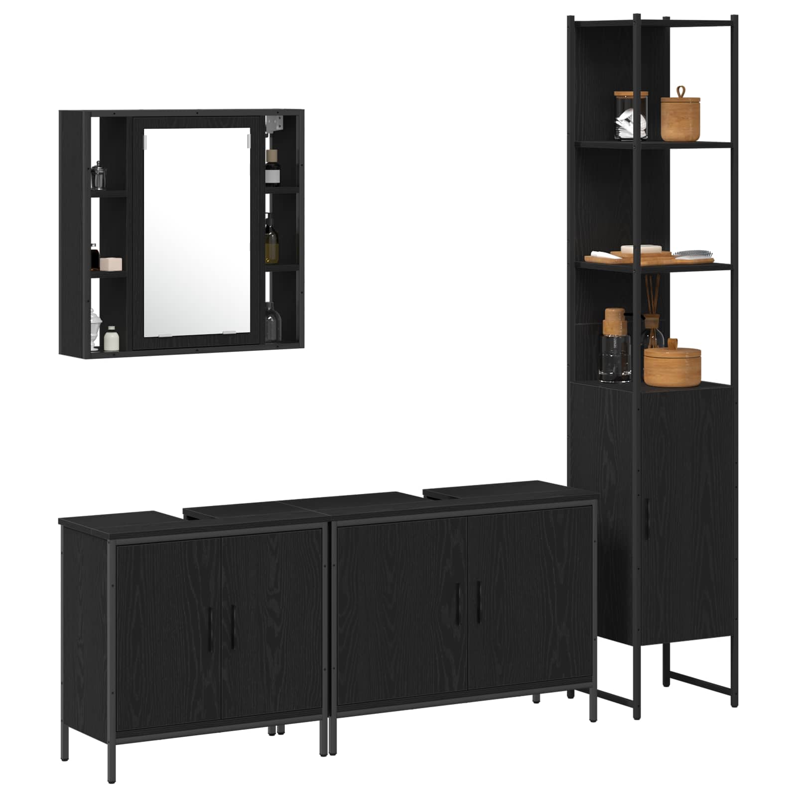 Set namještaja za kupaonicu Zidne 4 pcs Crna Konstruirano drvo