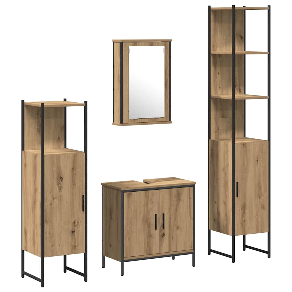 Set namještaja za kupaonicu 4 kom. Smeđa 33 x 33 x 185,5 cm