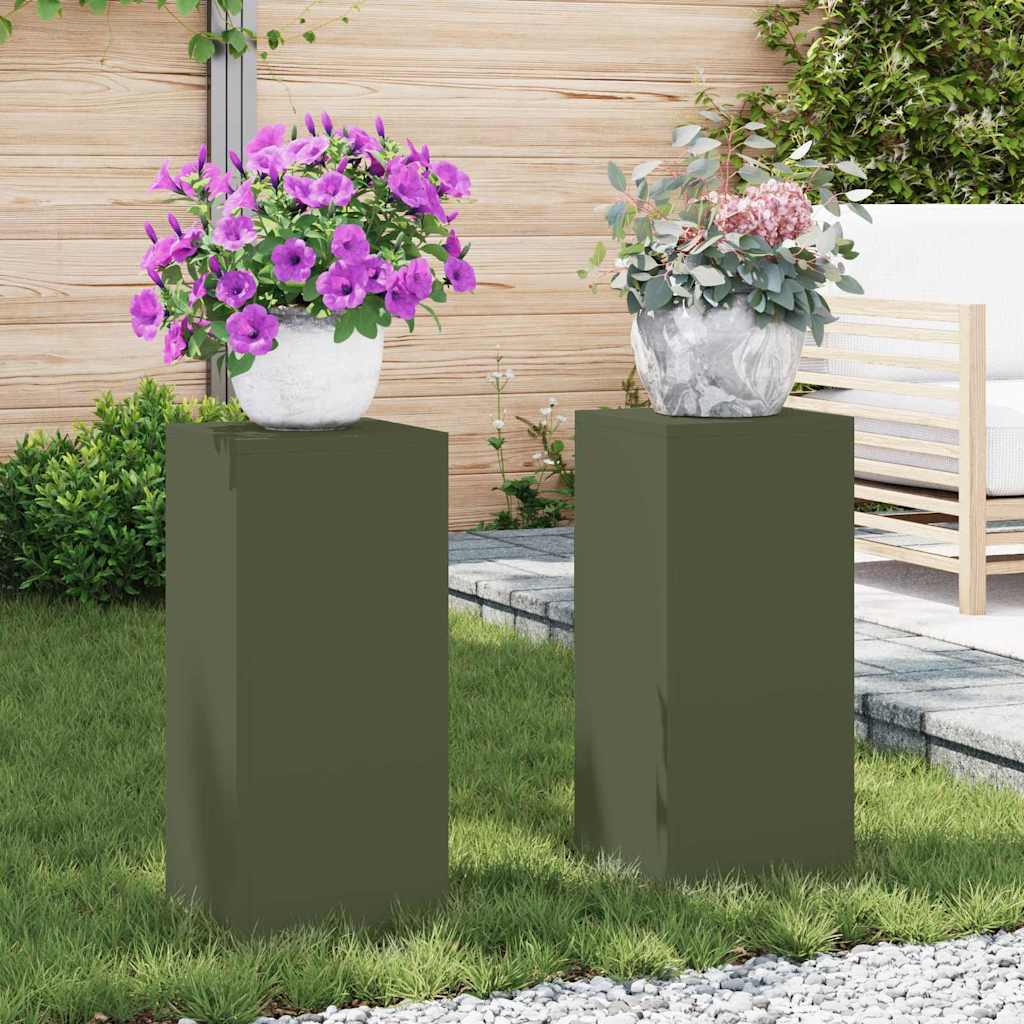 Stalak za biljke 2 pcs Maslinovo zelena 24 x 24 x 55 cm Čelik