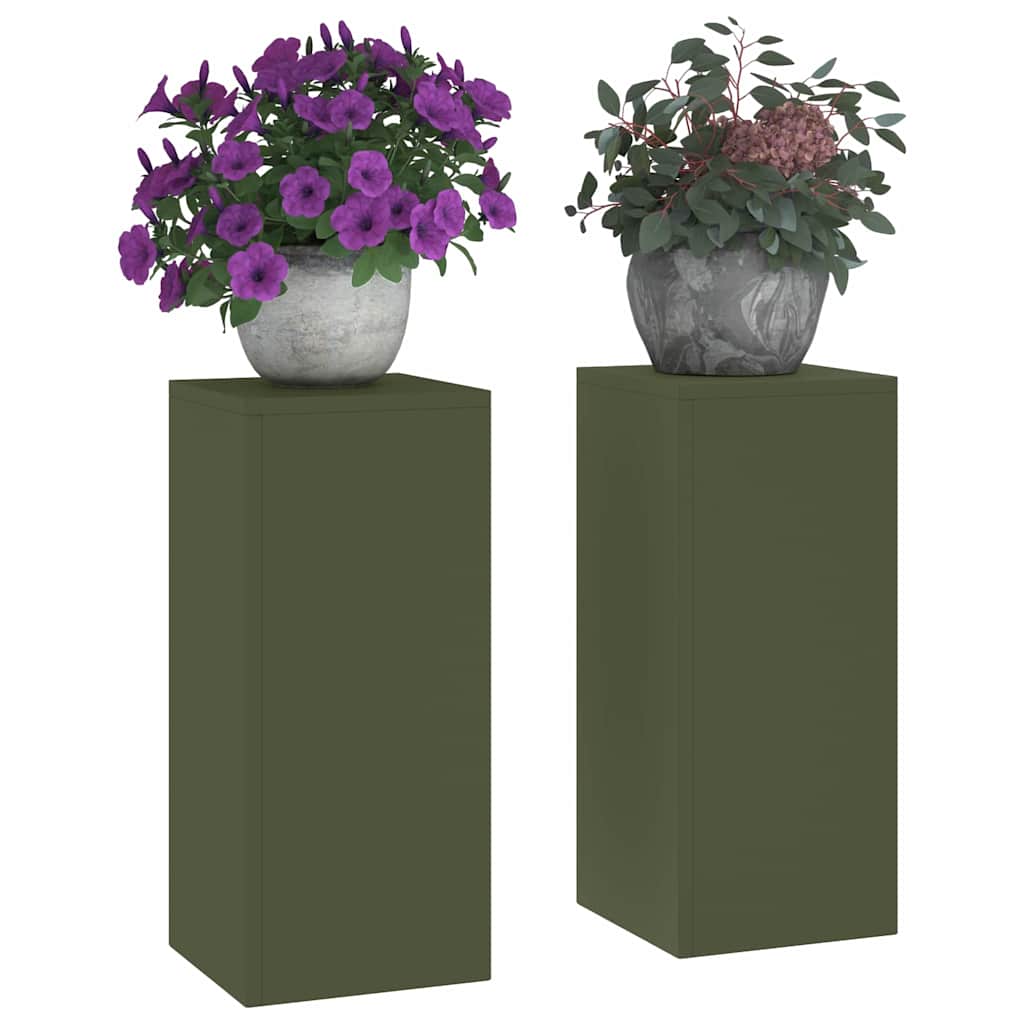 Stalak za biljke 2 pcs Maslinovo zelena 24 x 24 x 55 cm Čelik