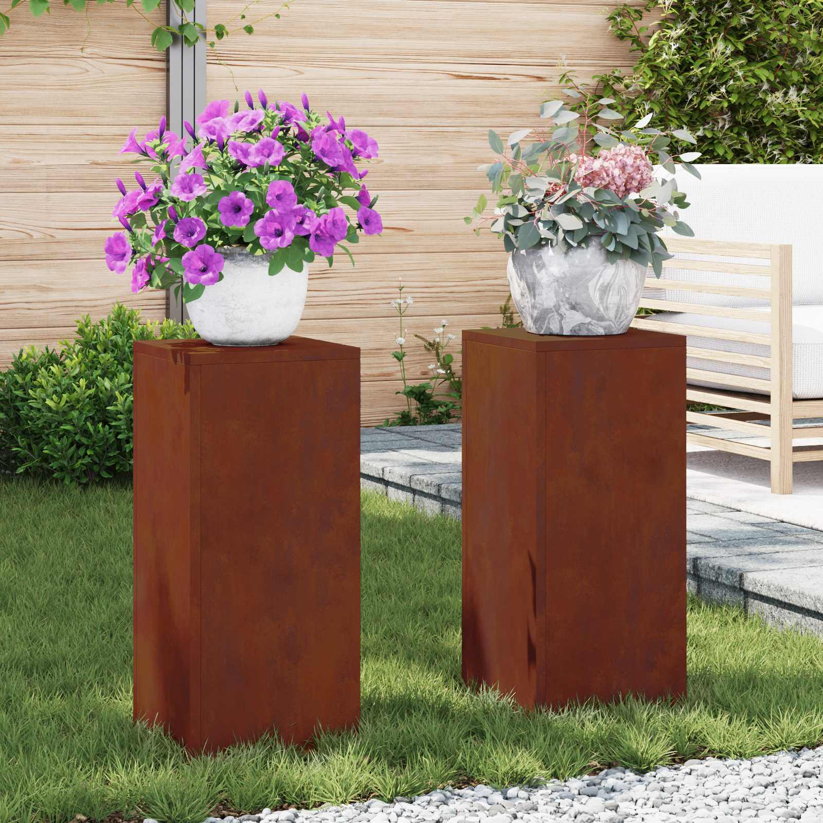 Stalak za biljke 2 pcs Rđa 24 x 24 x 55 cm