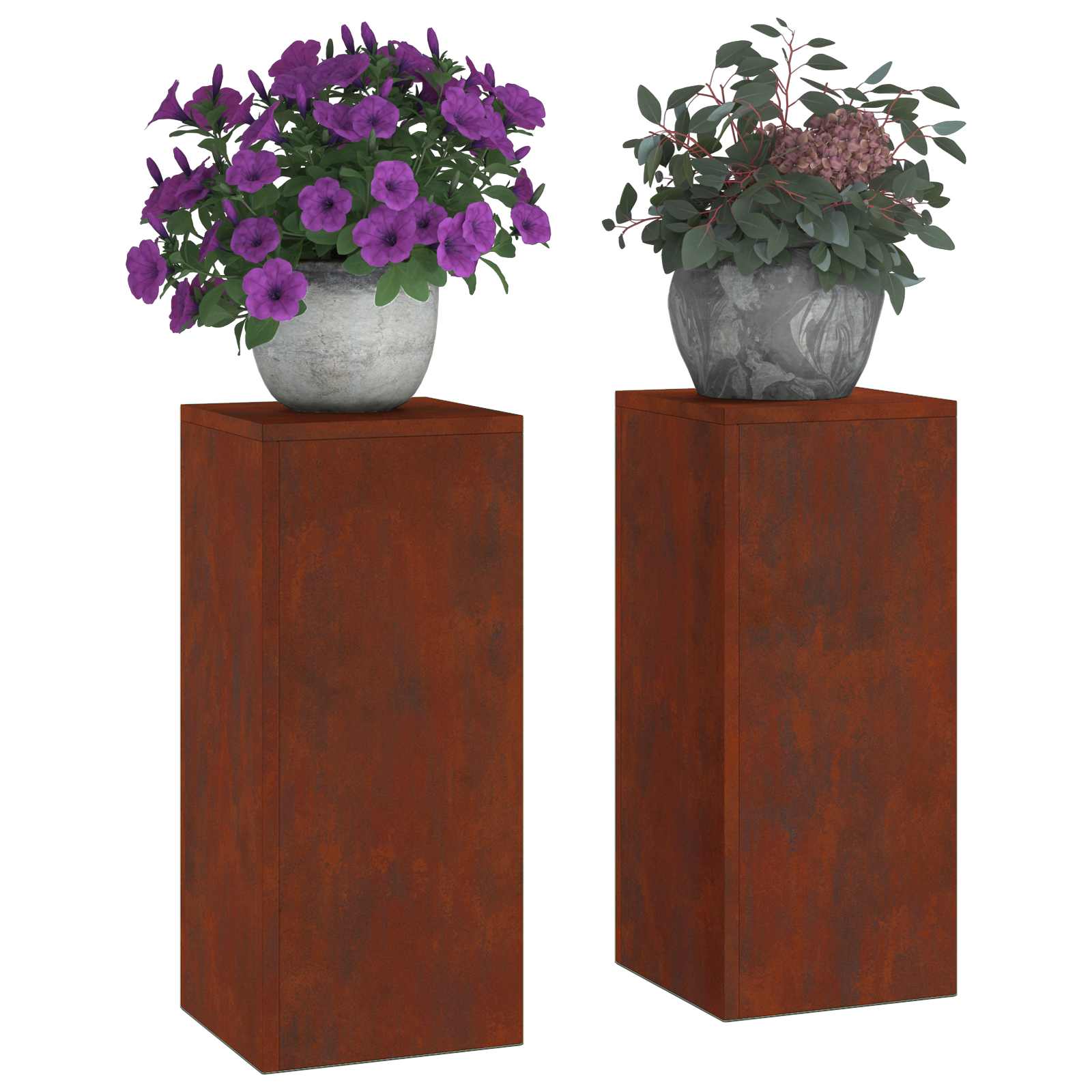 Stalak za biljke 2 pcs Rđa 24 x 24 x 55 cm