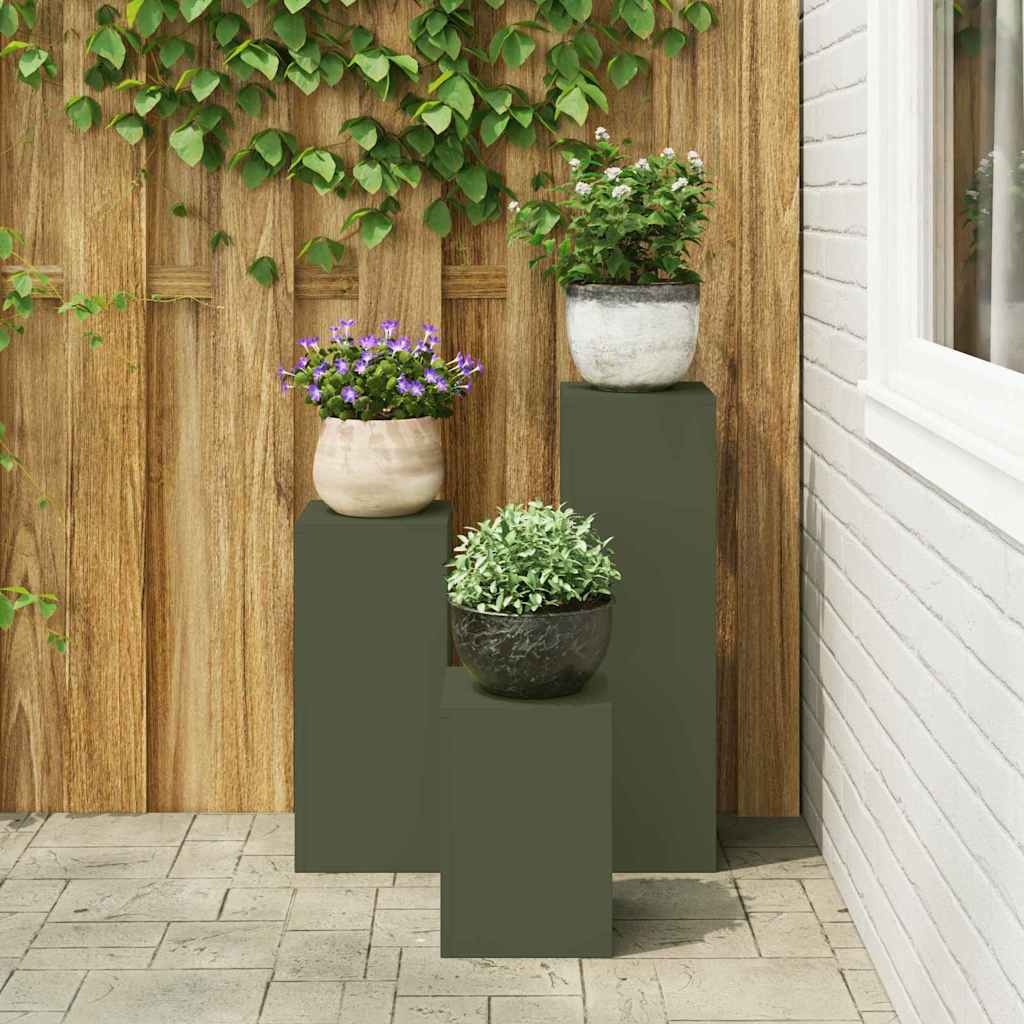 Stalak za biljke 3 pcs Maslinovo zelena Čelik