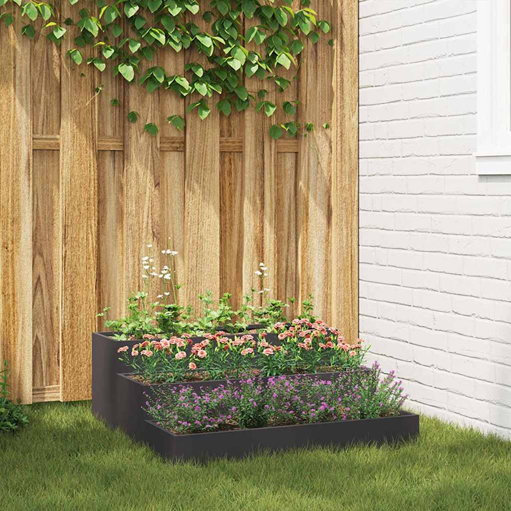 Vrtna saksija Crna 90 x 90 x 35 cm Čelična vrata