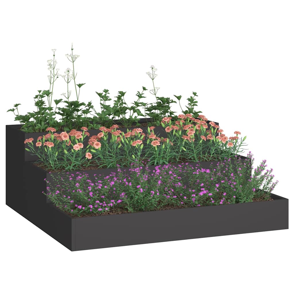 Vrtna saksija Crna 90 x 90 x 35 cm Čelična vrata