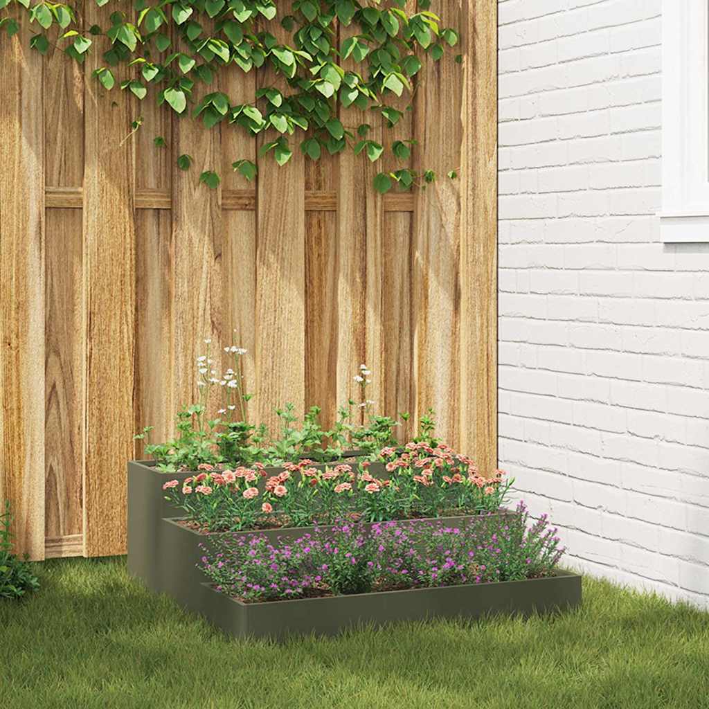 Vrtna saksija Maslinasto zelena 90 x 90 x 35 cm Čelična vrata