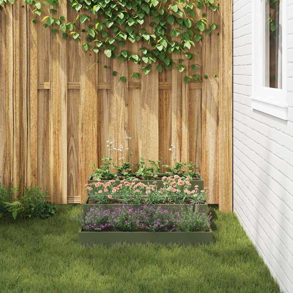 Vrtna saksija Maslinasto zelena 90 x 90 x 35 cm Čelična vrata