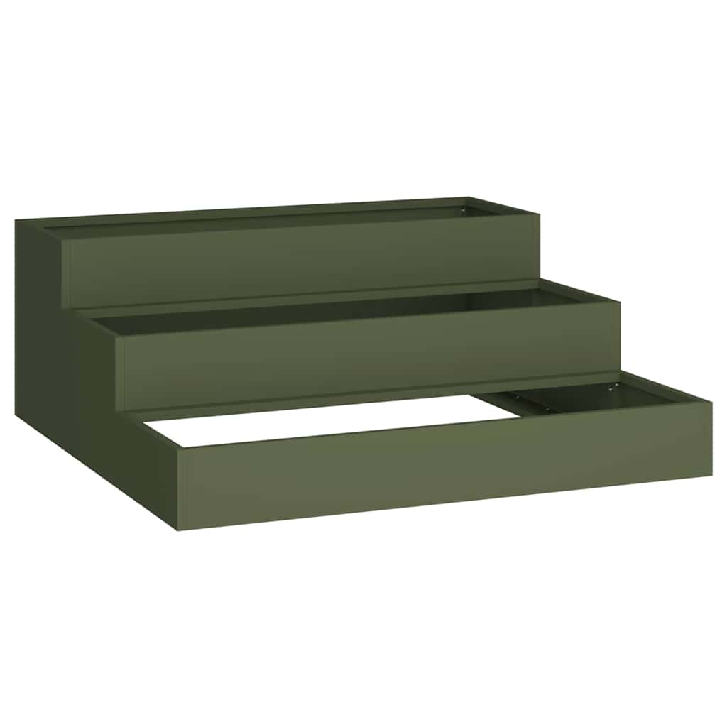 Vrtna saksija Maslinasto zelena 90 x 90 x 35 cm Čelična vrata