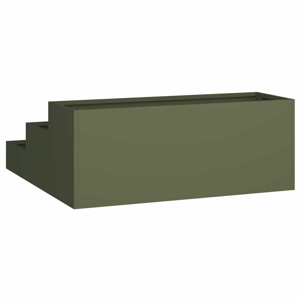 Vrtna saksija Maslinasto zelena 90 x 90 x 35 cm Čelična vrata
