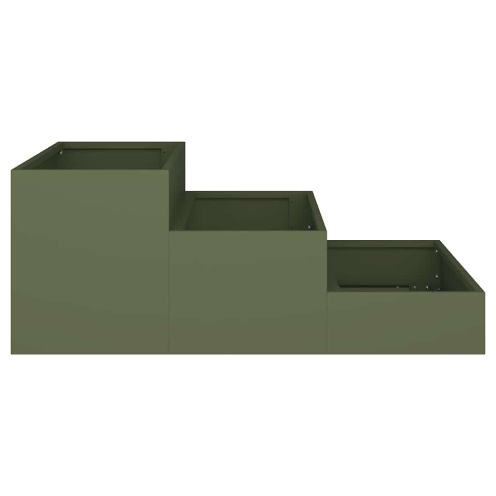 Vrtna saksija Maslinasto zelena 90 x 90 x 35 cm Čelična vrata