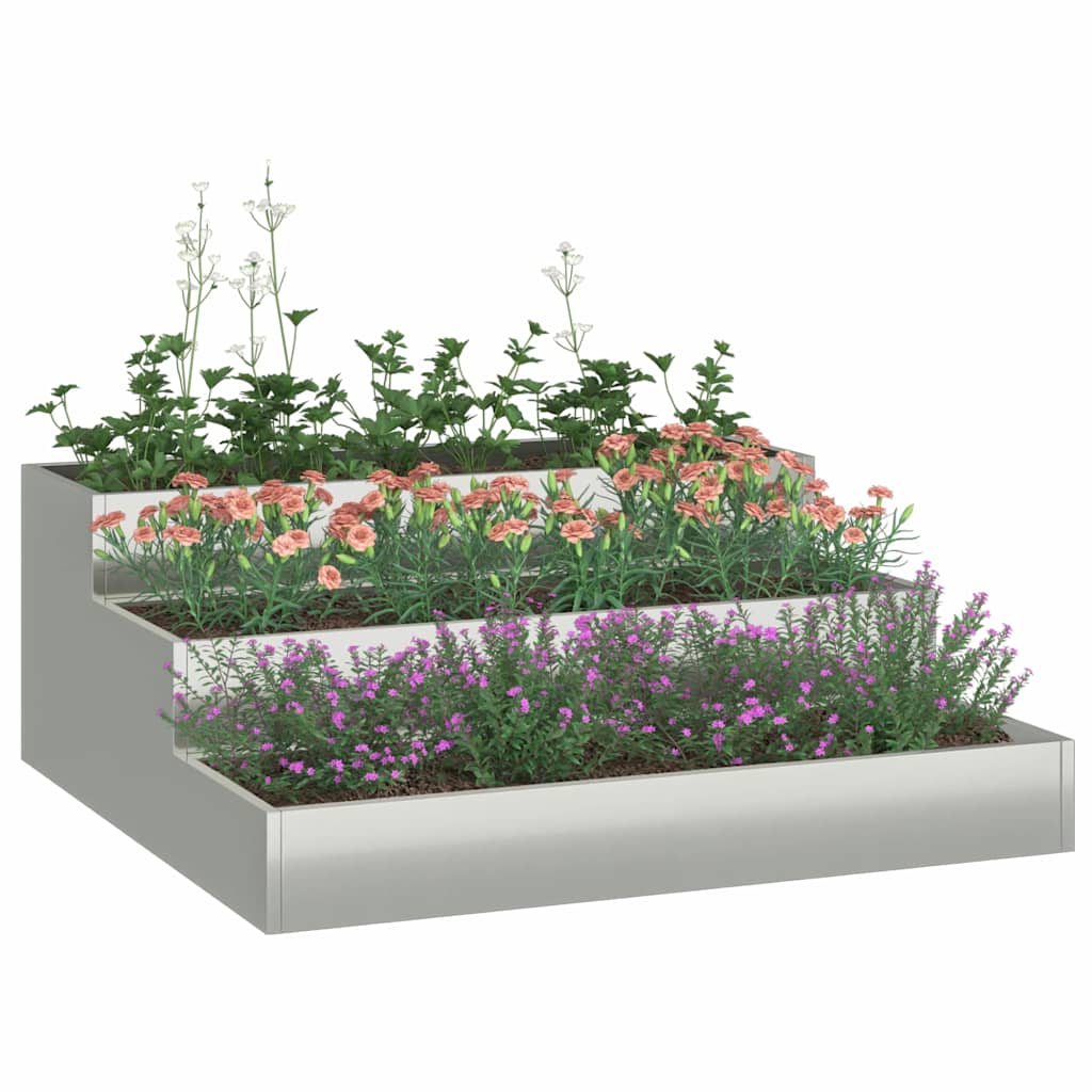 Vrtna saksija Srebrno 90 x 90 x 35 cm Cinkani čelik