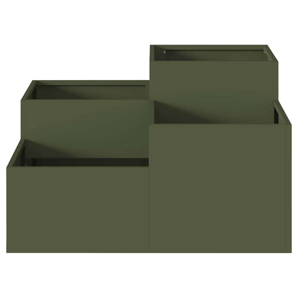 Vrtna saksija Maslinovo zelena 100 x 100 x 48 cm Čelik