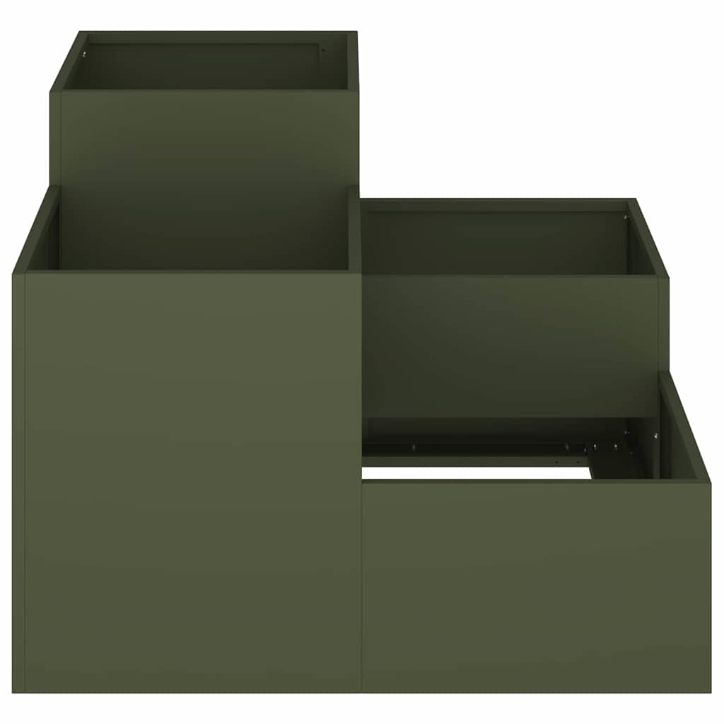 Vrtna saksija Maslinovo zelena 80 x 80 x 60 cm Čelik