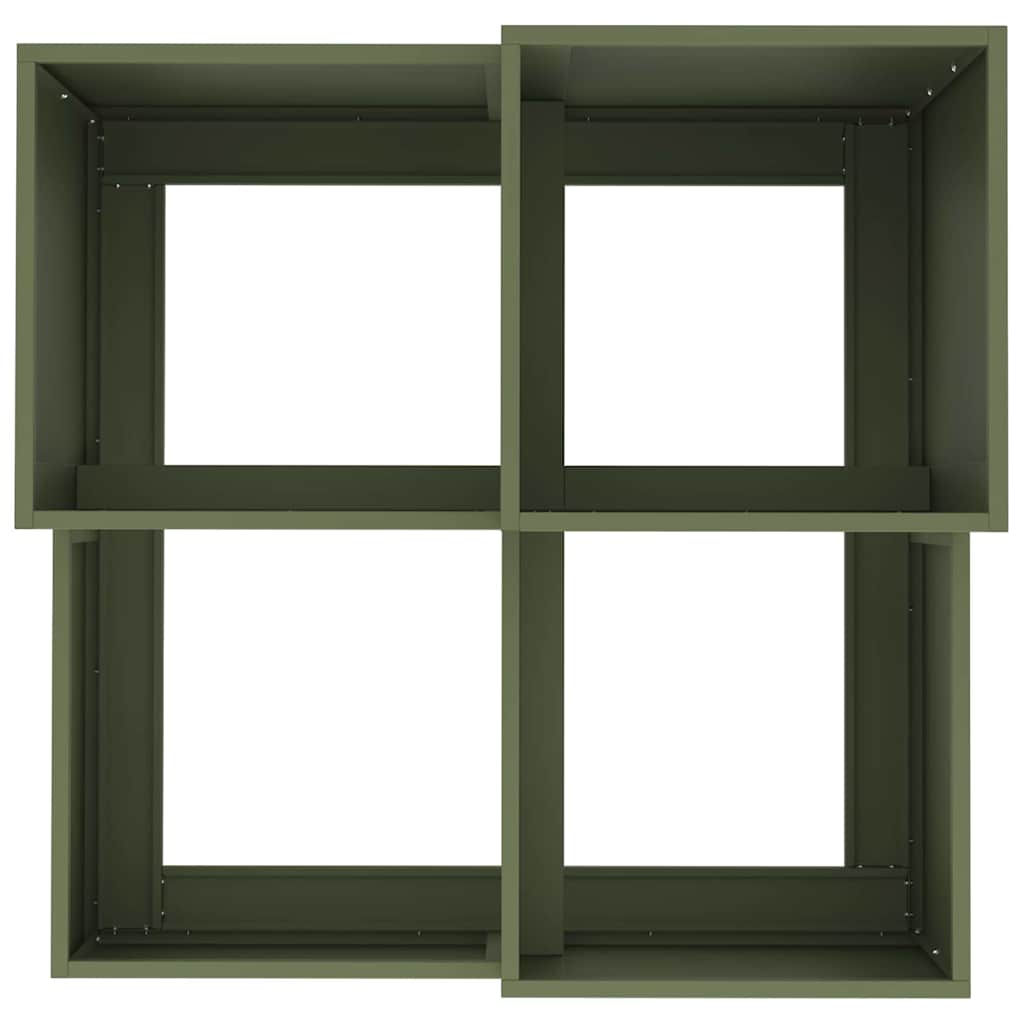 Vrtna saksija Maslinovo zelena 80 x 80 x 60 cm Čelik