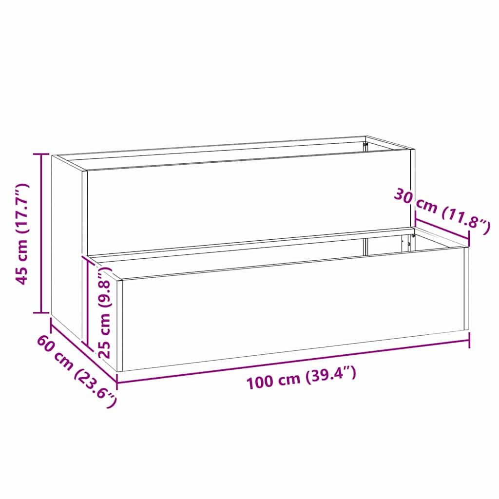 Vrtna saksija Antracit 100 x 60 x 45 cm Čelična vrata