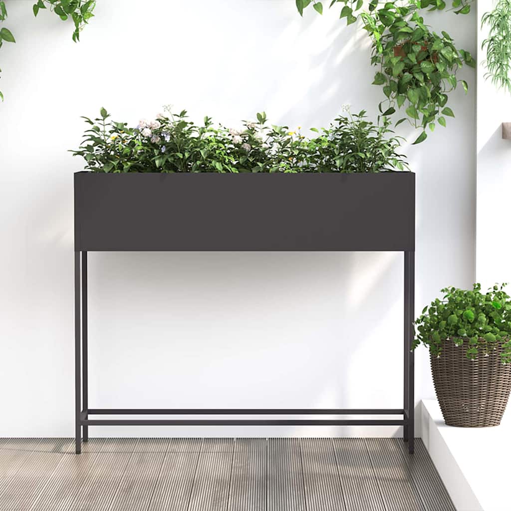 Povišeni Vrtni Planter Crna 100 x 26 x 82 cm Čelik