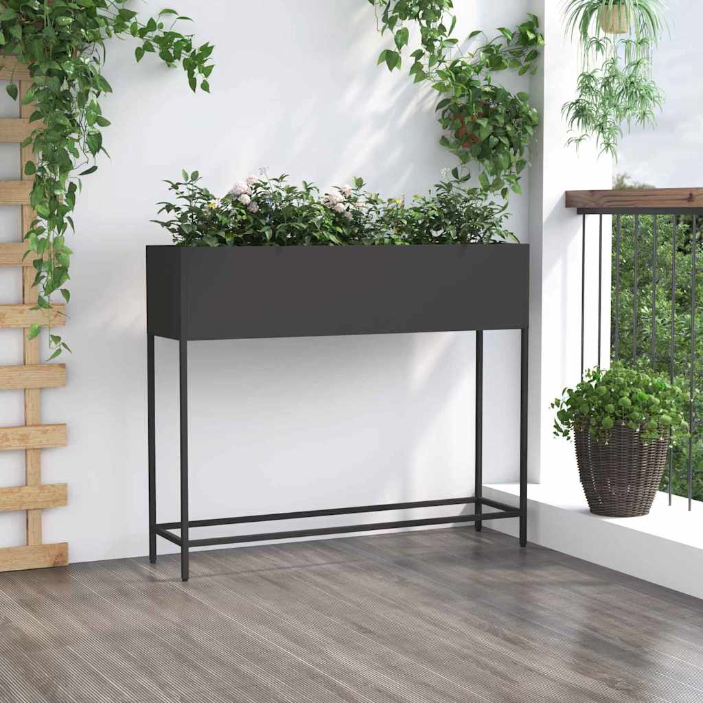 Povišeni Vrtni Planter Crna 100 x 26 x 82 cm Čelik