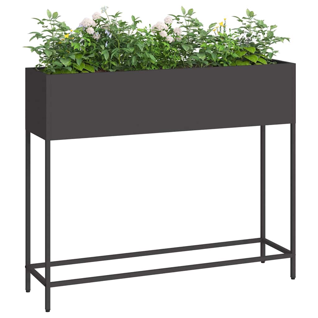 Povišeni Vrtni Planter Crna 100 x 26 x 82 cm Čelik