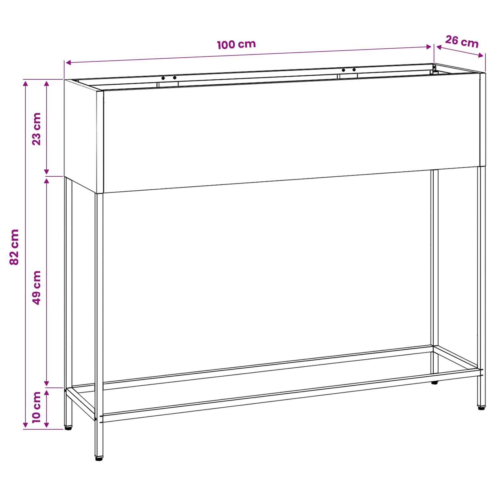 Povišeni Vrtni Planter Crna 100 x 26 x 82 cm Čelik