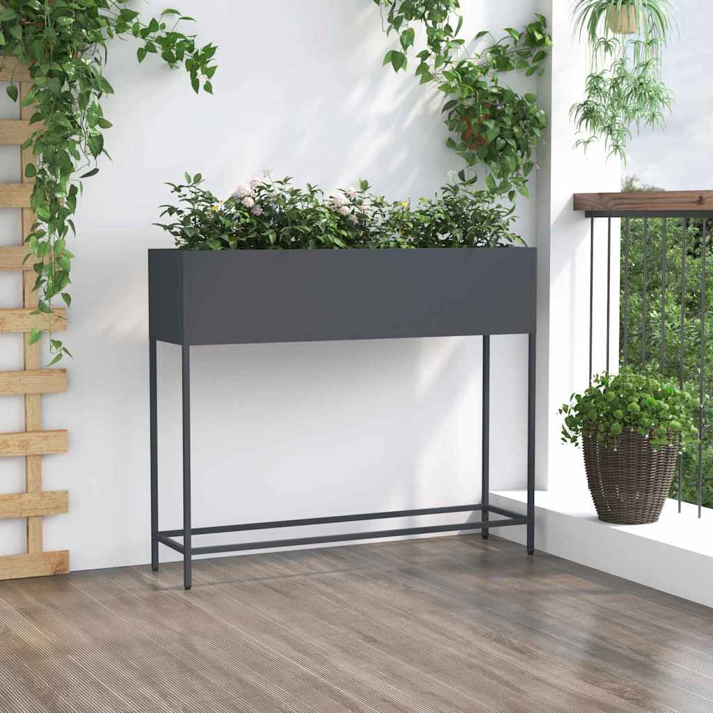 Povišeni Vrtni Planter Antracit 100 x 26 x 82 cm Čelik
