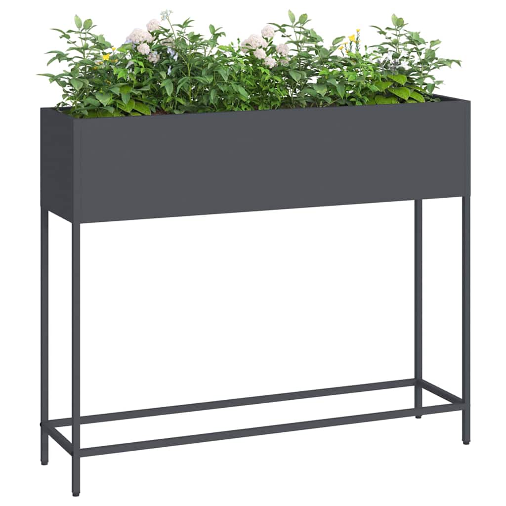 Povišeni Vrtni Planter Antracit 100 x 26 x 82 cm Čelik