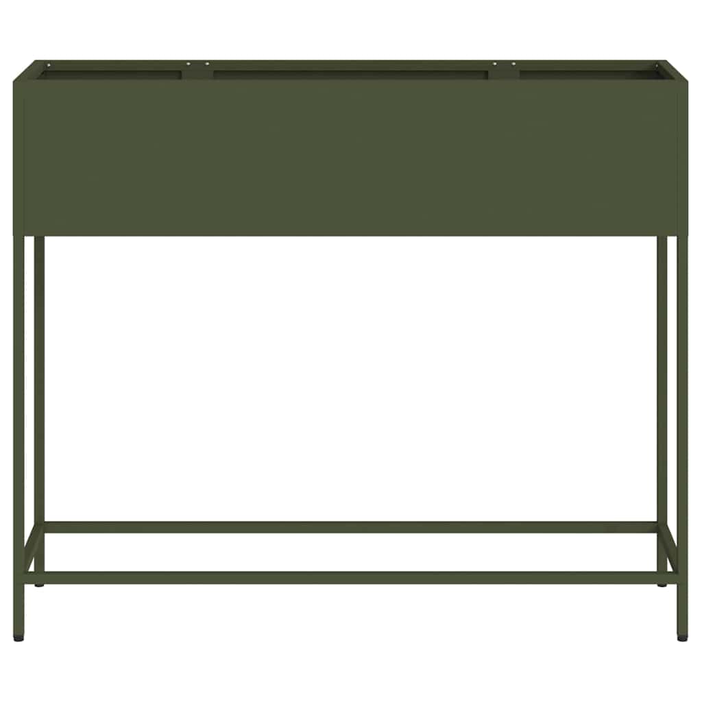 Povišeni Vrtni Planter Maslinovo zelena 100 x 26 x 82 cm Čelik