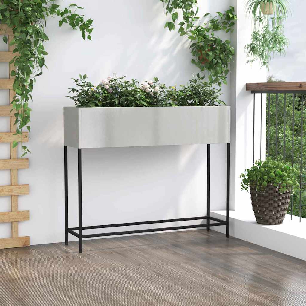 Povišeni Vrtni Planter Srebrno 100 x 26 x 82 cm