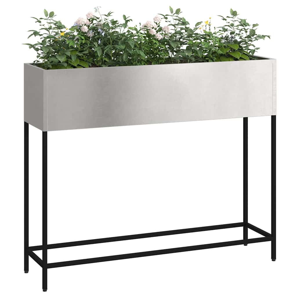 Povišeni Vrtni Planter Srebrno 100 x 26 x 82 cm