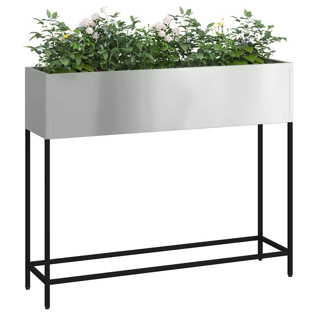 Povišeni Vrtni Planter Srebrno 100 x 26 x 82 cm Cinkani čelik