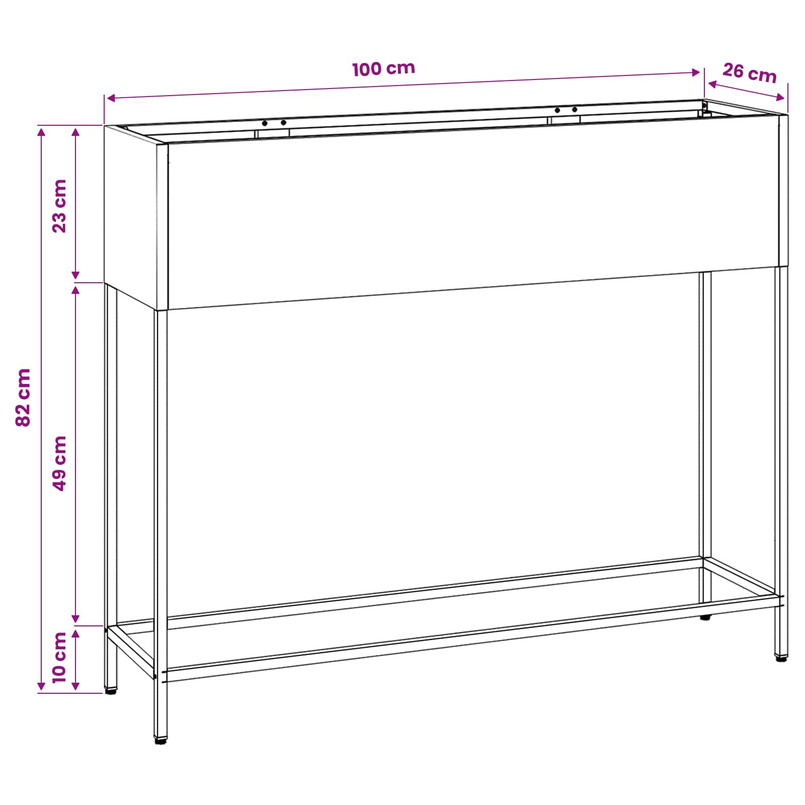 Povišeni Vrtni Planter Srebrno 100 x 26 x 82 cm Cinkani čelik