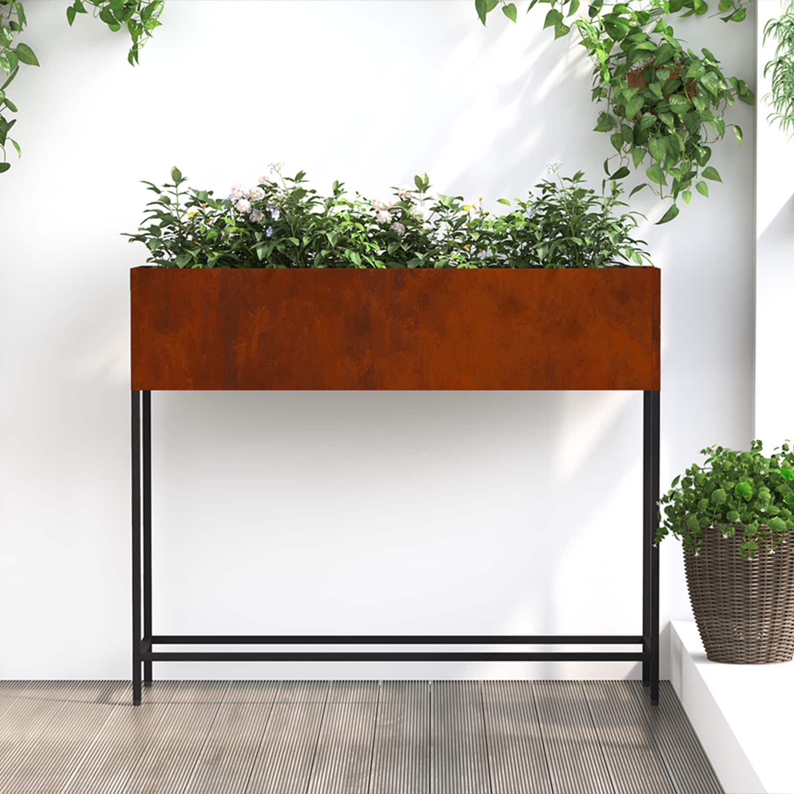 Povišeni Vrtni Planter Rđa 100 x 26 x 82 cm